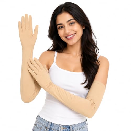 Image of Khillayox Cotton Sun Protection Printed Full Hand Long gloves for Women| UV Protection Sleeves Perfect for Cycling, Driving, Running, Football & Outdoor Activities- Pair of 1