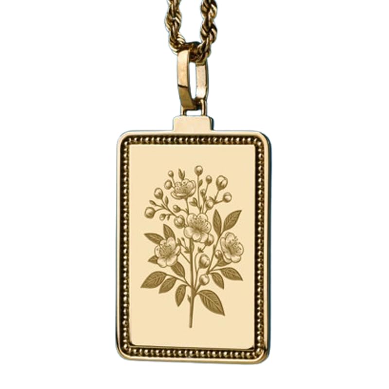 Collier pendentif fleur de cerisier argent 925 plaqué or chaîne 45cm
