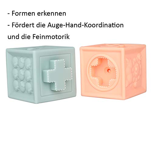 Sunarrive Weich Baby Bausteine - Motorikspielzeug Stapelwürfel Bauklötze - Babyspielzeug Stapelspiel - Montessori Sensorik Spielzeug Beißring Badespielzeug für Kleinkind ab 6 9 12 Monate 1 Jahre - Image 4