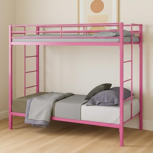Image of Pilio Twin Over Twin Metal Bunk Bed | Bunk Bed Without Storage for Kids & Adult | Double Decker Bed for Kids Room | Space-Saving Twin Bunk Room| Bunker Bed Frame (Mattress Included)