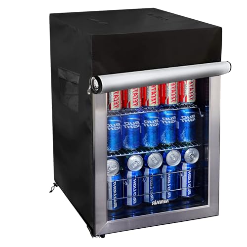 Image of Bitubi Upright Freezers Cover,Outdoor Beverage Refrigerator Cover,- Waterproof, Dustproof, Sun-Proof, 20 inch W x 20 inch D x 33 inch H. Suitable for most 3.2 Cu.ft Beer or Wine Mini Fridge (Black)