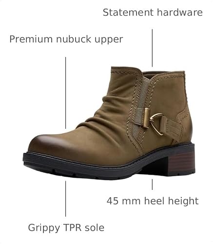 Clarks Clarks Womens Hearth Clara Slate Nubuck 8.5 Wide
