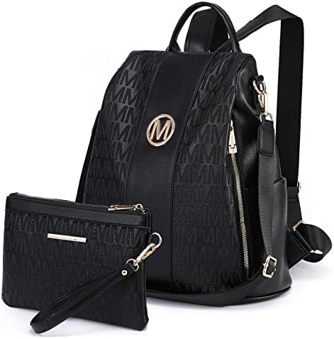 MKP COLLECTION Women Fashion Backpack Purse Multi Pockets Anti-Theft Rucksack Travel Shoulder Bag Handbag Set 2pcs
