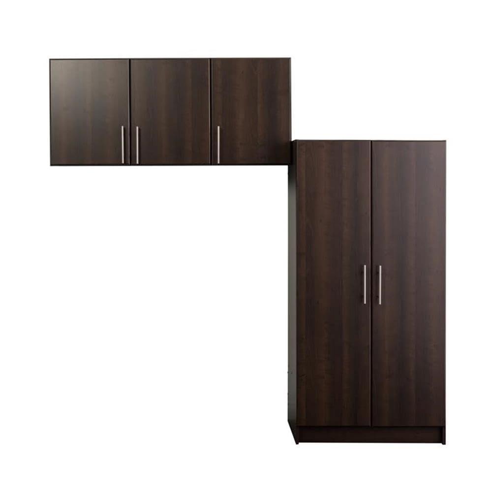 Pemberly Row Transitional 2 Piece 86" Garage Storage Set E in Espresso