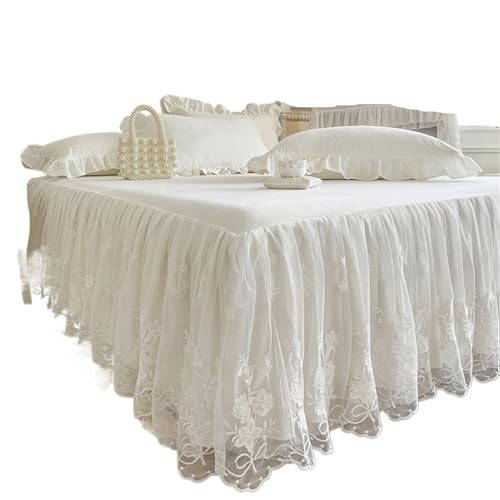 Jupe de lit en lin doux style dentelle chic pour lit Queen Size - 3