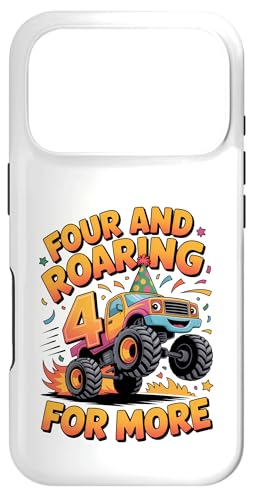 Four and Roaring for More Funny 4th Birthday�g���b�N �X�}�z�P�[�X iPhone 17 Pro �p