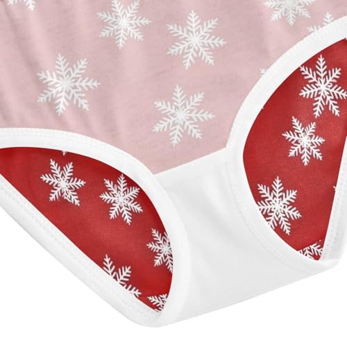 White Snowflakes Red Toddler Girl Undies, Cotton Girls Underwear, 2T–8 Years4