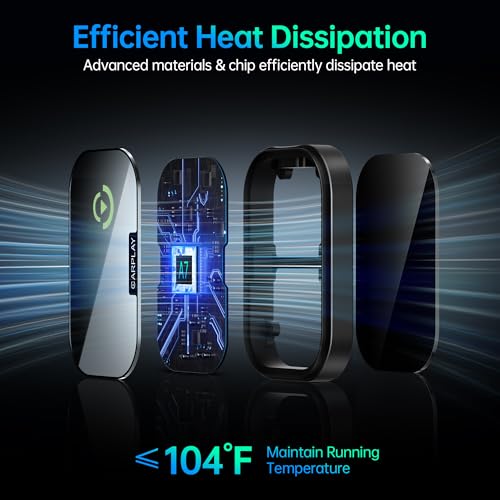 Wireless CarPlay Adapter for Apple iPhone, Converts Factory Wired CarPlay to Wireless CarPlay 2024 Upgrade Plug & Play Auto Connect Fast Easy Use for Cars from 2017 & iPhone iOS Black