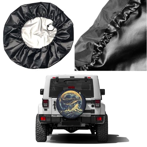 Image of Delerain Moon Night Whale Spare Tire Cover Wheel Protectors Sun Protector Waterproof for Trailer RV SUV Truck and Many Vehicle(16 Inch for Diameter 29 inch-31 inch)