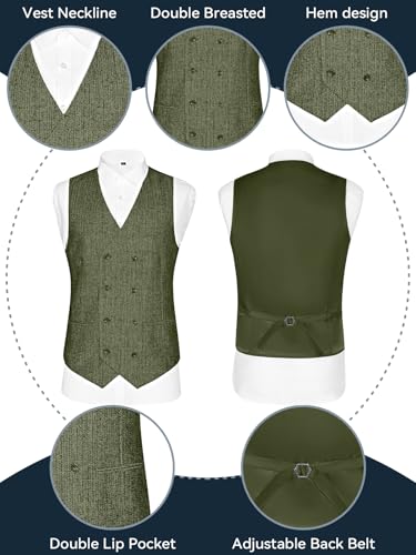 Mens Retro 3 Pieces Suits Tweed Herringbone Slim Fit Classic Winter Tuxedo Jacket Vest Men Suit for Wedding Prom2