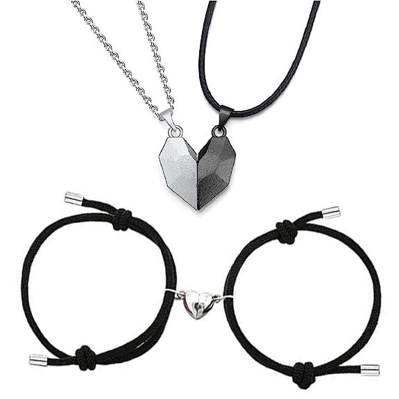Aconite 4 Pcs Couples Bracelets Necklaces Set, Matching Magnet Couples Necklace and Magnetic Heart Bracelet for Couples, Couples Jewelry for Him and Her (Thread Heart) (Combo 03) (B0CD4WYDMS) Amazon Price History, Amazon Price Tracker