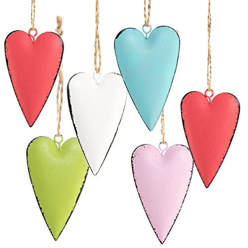 Logbuch-Verlag 6 Bunte Metall Herzen Anhänger Geschenkanhänger Geburtstag...