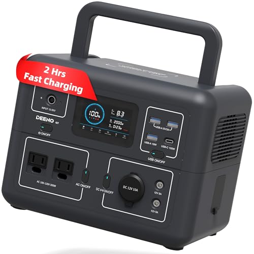 Portable Power Station, 268.8Wh LiFePO4 Battery, 300W Continuous, 600W Peak, AC Fast Charging, USB-C PD 100W, Ideal for Camping, Emergency Backup & Home Use (Solar Panel Optional) DEENO GT S600 -  PS062632S