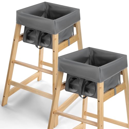 Image of Windkream 2 Pcs Gray High Chair Cover Baby High Chair Cover for Wooden or Restaurant Home High Chair Sturdy and Robust Material Washable for Kids Toddlers to Against Messy Meals