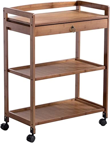 HUIBBGO Carrito de Servicio de Hotel, Carrito de Servicio de Hotel, Carrito de Cocina, Carrito de Almacenamiento, Estante de Almacenamiento de 3 Niveles para Sala de Estar, Carrito de Alma