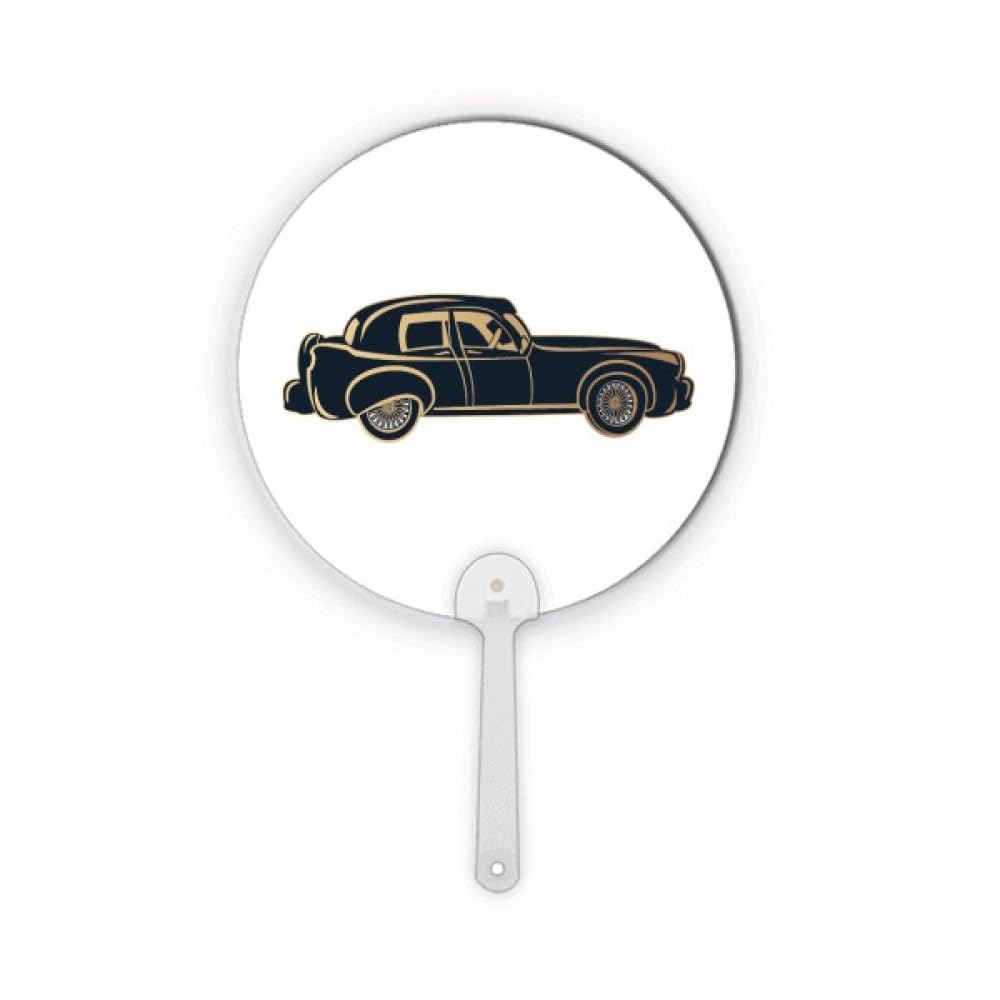Éventail rond en plastique noir durable motif imprimé automobile