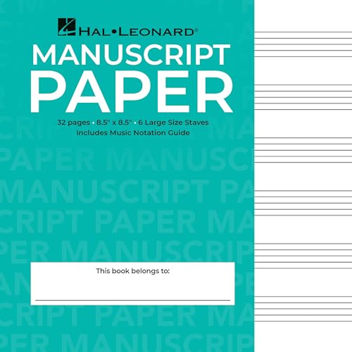 Wide Staff Wirebound Manuscript Paper Aqua Cover | Spiral Music Notebook | 6 Staves Per Page with...