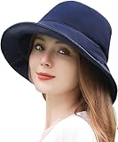エレガントハット UVカット率１００％ 完全遮光 日焼け防止 日除け帽子 帽子 レディース 紫外線 ハット (JP, 数字サイズ, 57.0 cm, クラシックネイビー)