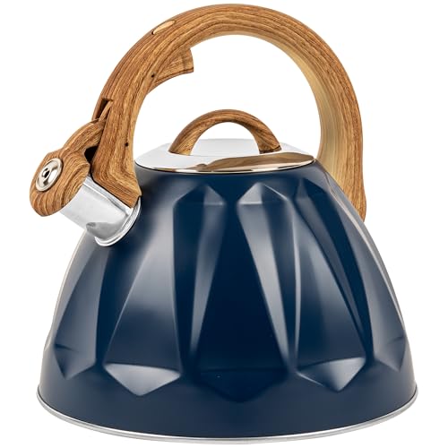 KARL HAUSMANN Hervidor de Agua para Inducción - 3L - Azul Tetera de Acero Inoxidable con Silbato y Asa que No se Calienta - Para Induccion, Gas y Vitroceramica - Chaleira