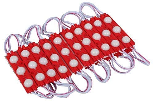 Image of StrawHat 3 LED Strips 12V Waterproof 5630 /5730 LED SMD Injection Module with Defuser Use for Decoration Room, Home, Bike, Car,Auto Rickshaw (Combo) (10, Red)