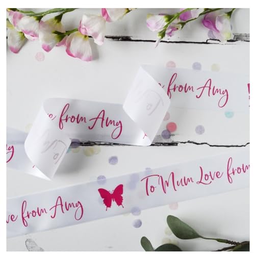 Ruban personnalisé avec nom texte pour cadeaux 13mm