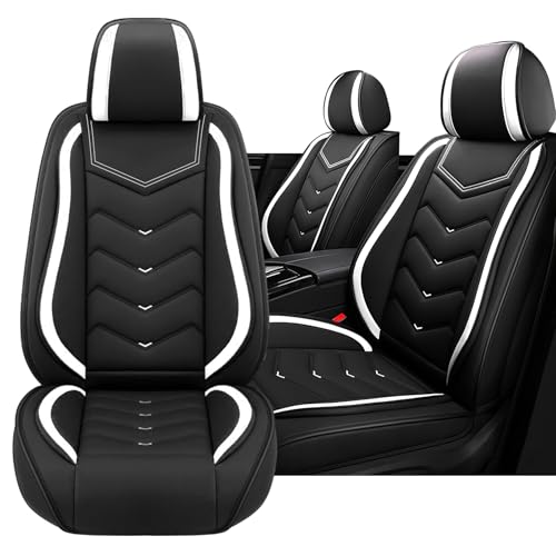 Image of Car Seat Cover for MINI Hardtop 2013-2026, Driver's Seat Covers,Non-Slip Waterproof seat Cover,Wear-Resistant Nappa Leather car seat Covers. (Standard 2 Seats /Black White)