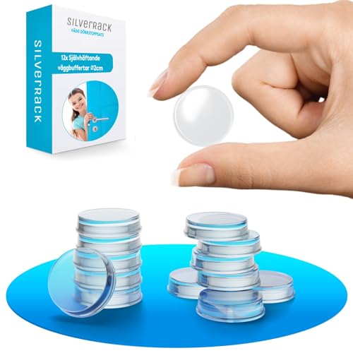 SilverRack® Dörrstopp vägg självhäftande 20 mm transparent [12 stycken] – väggbuffert som skydd för vägg och dörr – dörrbuffert väggskydd som dörrstopp för dörrhandtag mot dörrstopp