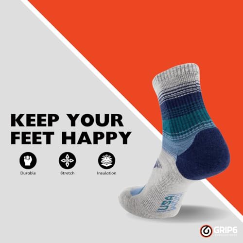 Image of GRIP6 Wool Micro-Crew Socks: Lightweight Wool Socks for Hiking, All Day Comfort - Wicking Crew Socks for Men and Women