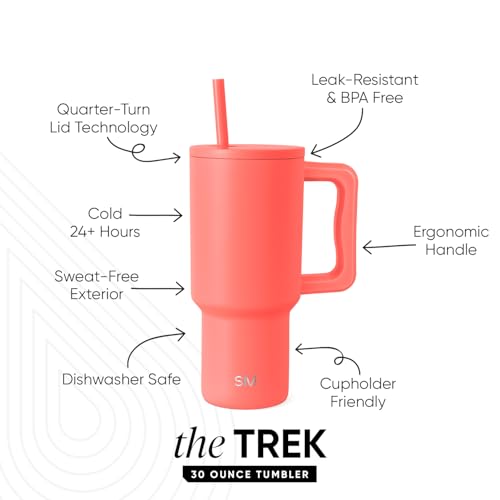 Image of Simple Modern 30 oz Trek Tumbler with Handle and Straw Lid | Cup Holder Friendly Insulated Stainless Steel Travel Mug | Honolulu
