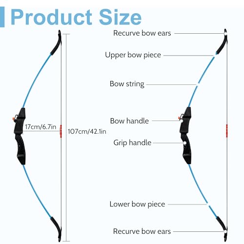 SERfawnCH 15lbs Recurve Bow and Arrow Set for Beginners, Left & Right Handed Archery Kit with 12 Arrows & 6 Targets, Outdoor Practice Bow (Blue) - Image 2