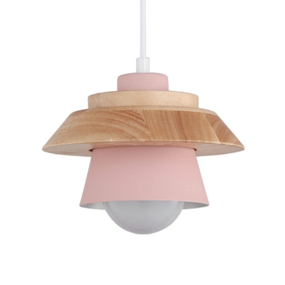 LANTANB Pink Hanging Lamp Over Island Sink Light Fixtures Farmhouse Pendent Light for Bedroom Small Modern Wood Design Ceiling Hanging Lamp Hardwired Ceiling Chandelier for Dining Room Coffee Bar