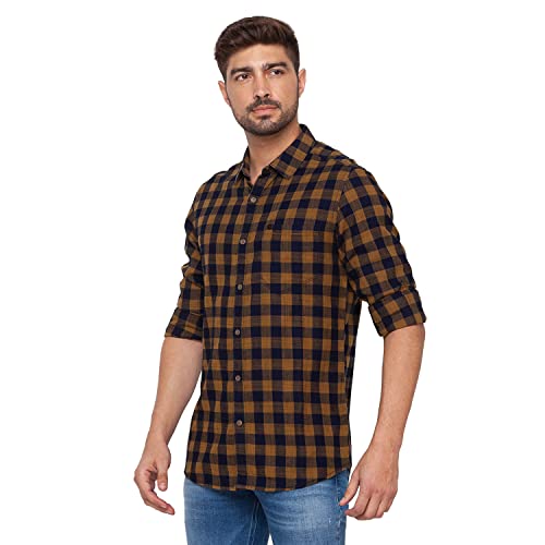 Image of Spykar Men's Cotton Checkered Slim Fit Shirt