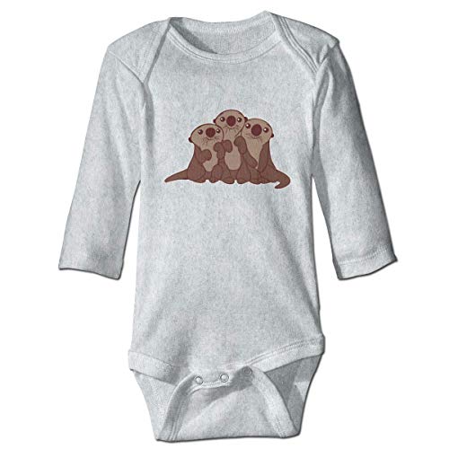 Image of LittleHorn Cartoon Sea Otters Baby Onesie Long Sleeve Unisex Rompers Bodysuits