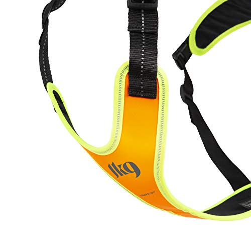 Julius-K9, 19MTR-FOR-S-AMZ, Mantrailing & Outdoor Hundegeschirr, Größe: S, UV orange mit neon Rand