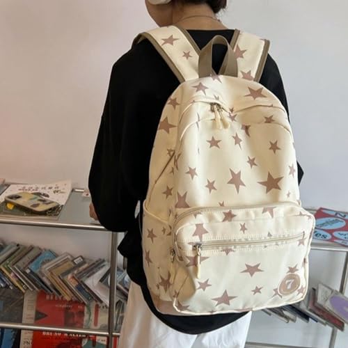 Mochila escolar de nailon con estampado de estrellas y doble correa 2