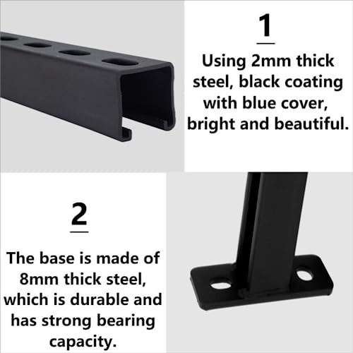 YXGJDP 16" Length Steel Shelf Bracket,Display Supporting Shelves,DIY Projects,Metal Strut Channel,Steel Slotted Brackets,Pipe Support,Black(4PACK) by YXGJDP - Image 4