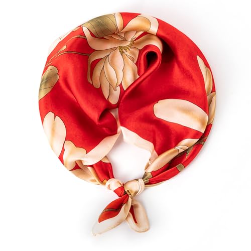 100% Mulberry Silk for Women Head Scarf Silk Neck Scarf Square Satin Hair Purse Scarves Lightweight 21