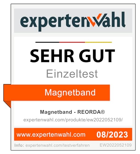 REORDA® Magnetband selbstklebend stark - Magnetstreifen selbstklebend mit starkem 3M Kleber - Magnetklebeband mit optimierter Magnetkraft - Magnet Klebeband
