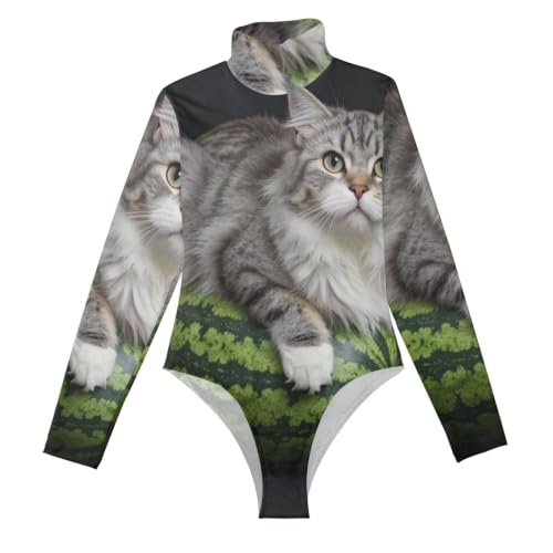 Body de manga larga para mujer y camisetas moldeadoras GuoChe con cuello alto falso y lindo diseño