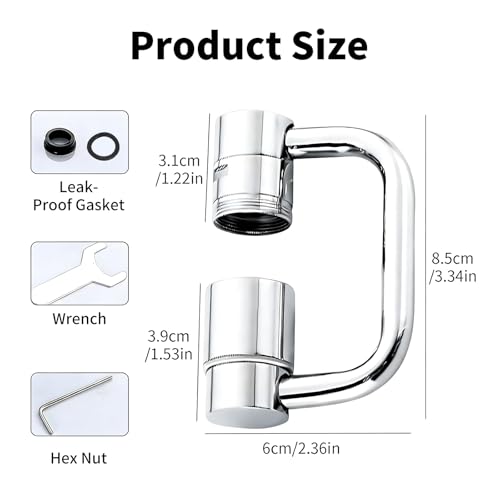 ECOMAID 1080° Rotating Faucet Extender, New U Shaped Rotatable Tap Aerator Adapter, Universal Splash Filter Sink Attachment for Kitchen and Bathroom with 2 Mode Splash by ECOMAID - Image 2