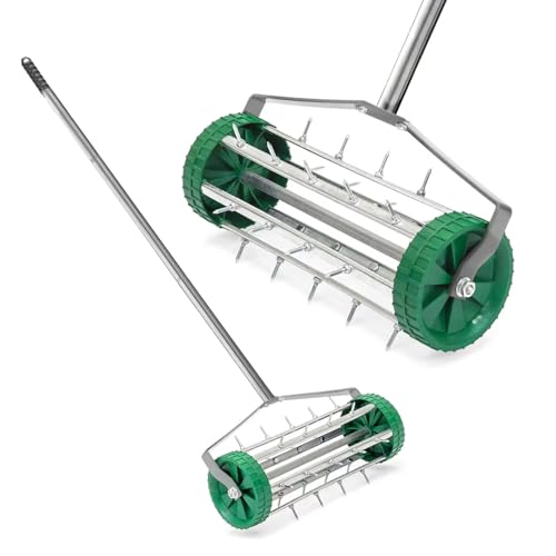 AMOS Manual Lawn Aerator with Steel Handle