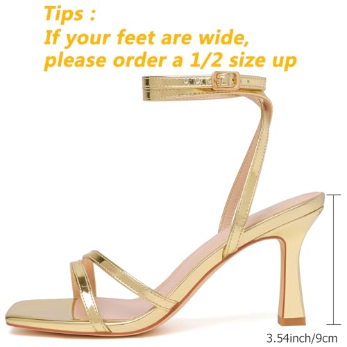 Mostrin Womens Sandals Strappy Heels for Women Ankle Strap Lace Up Square Open Toe Heels Tie Up Stiletto High Heeled Sandals for Prom, Party, Daily Wear2