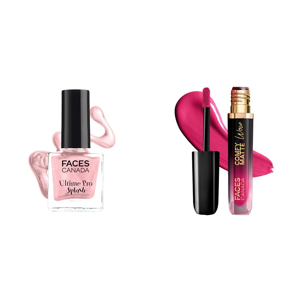 FACESCANADA Splash Glossy Finish Nail Enamel Twinkle 36 8ml & Comfy Matte Wow Liquid Lipstick - Fuschia Fun 06 (Pink) 3.8ml-image-30