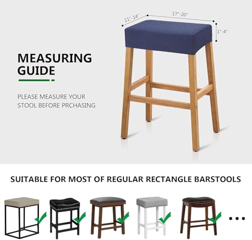 Image of YISUN Stool Covers Rectangle - 4 Pack Stretch Waterproof Saddle Seat Cover Counter Bar Stools Bar Chairs Covers Kitchen Island Chairs Cushion Protector (4, Argyle-Navy Blue)
