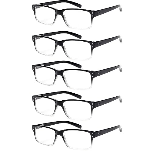 NORPERWIS Reading Glasses 5 Pairs Quality Readers Spring Hinge Glasses for Reading for Men and Women (5pcs - Black/Clear, 2.25)