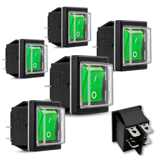 Interruptor Basculante DPST ON/OFF 4 pin, Impermeable, 5 Unidades