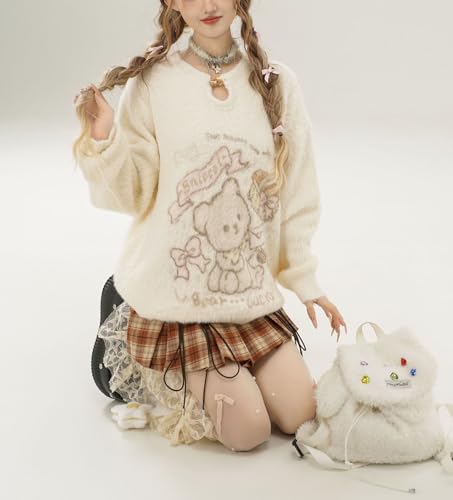Kawaii Sweaters Women Teen Girls Cute Teddy Bear Pullover Sweater Graphic Sweater Knit Tops Kawaii Clothing3
