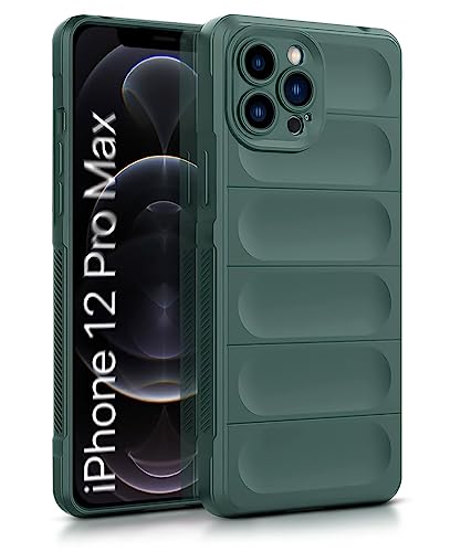 Image of WOW IMAGINE Ultimate Silicon Back Cover Case for Apple iPhone 12 Pro Max | Military Grade Drop Protection Shockproof Bumper | Anti-Slip Grip | Scratch Proof Micro-Fibre Cloth Inside (Forest Green)
