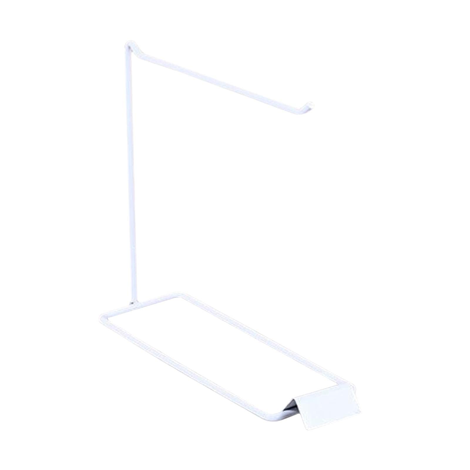 Tabletop Free Standing Jewelry Organizer Holder Stand, Modern Metal Hanger Rack Display for Ear Hooks Trinket Keychains Necklace Dresser, 1 Row White