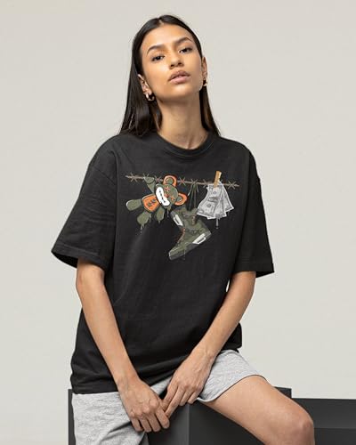 AJ 4 Undefeatd 4s Olive Shirt, Shoes Drip, Shirts Match Sneakers 2D Sneaker T-Shirt Tee3